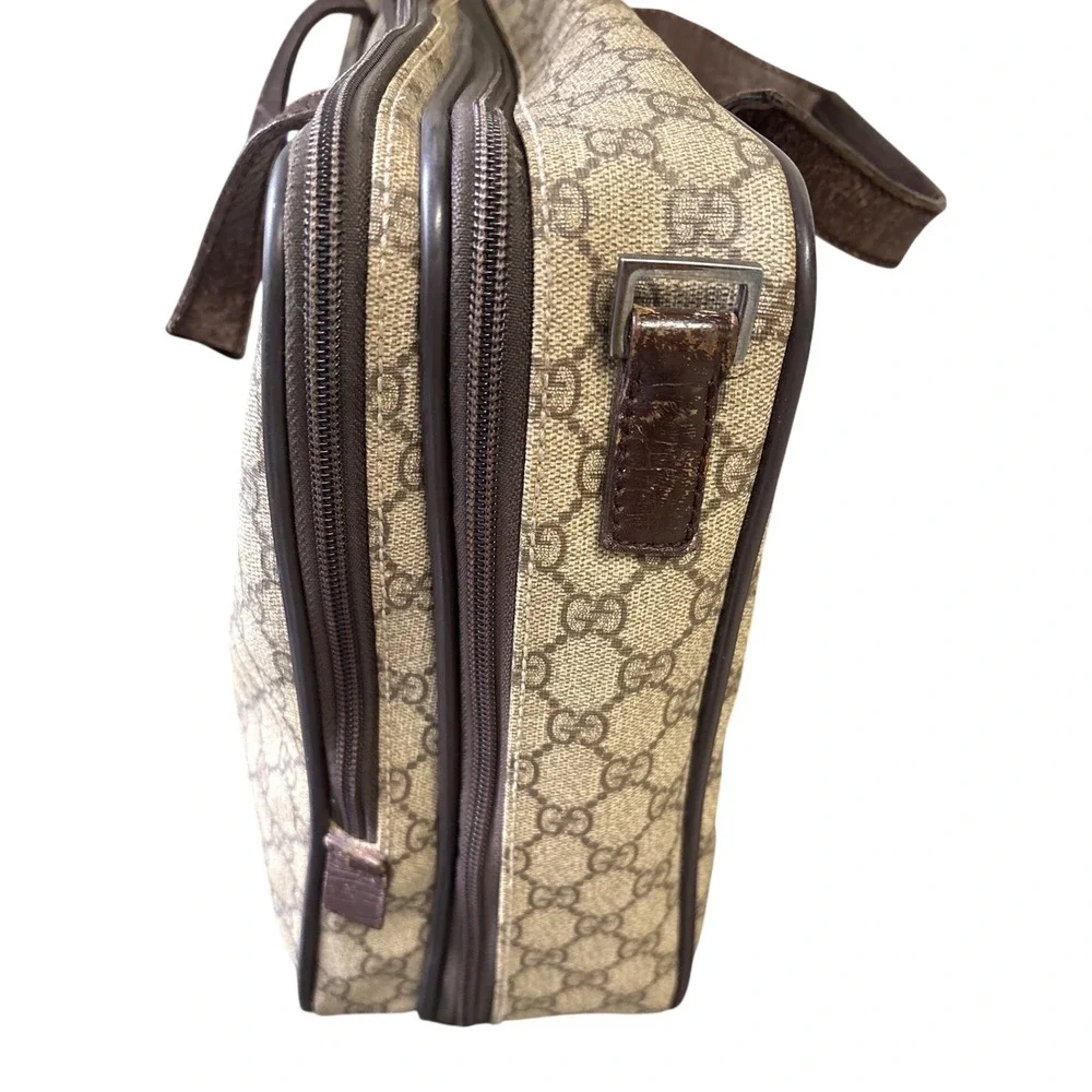 Gucci GG Supreme Briefcase Brown Leather Laptop Bag 28723 486628 Vintage